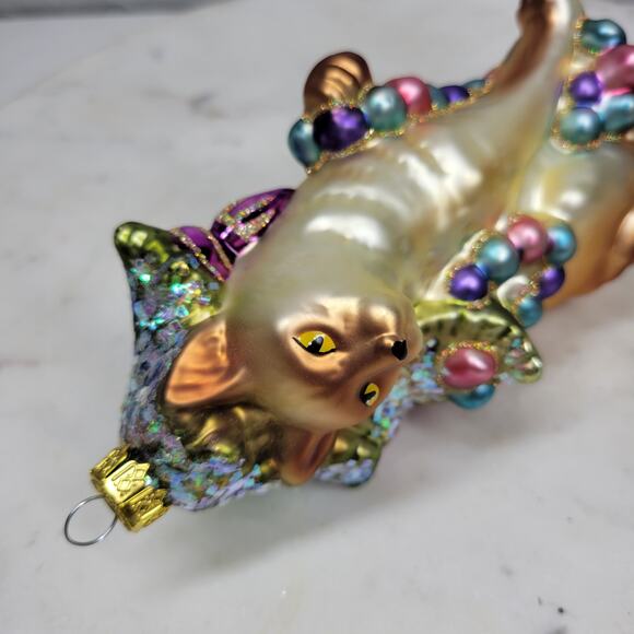 VTG Dept 56 Sammie Cat Ornament Blown Glass Siamese Christmas Tree Holiday Decor - Picture 14 of 16